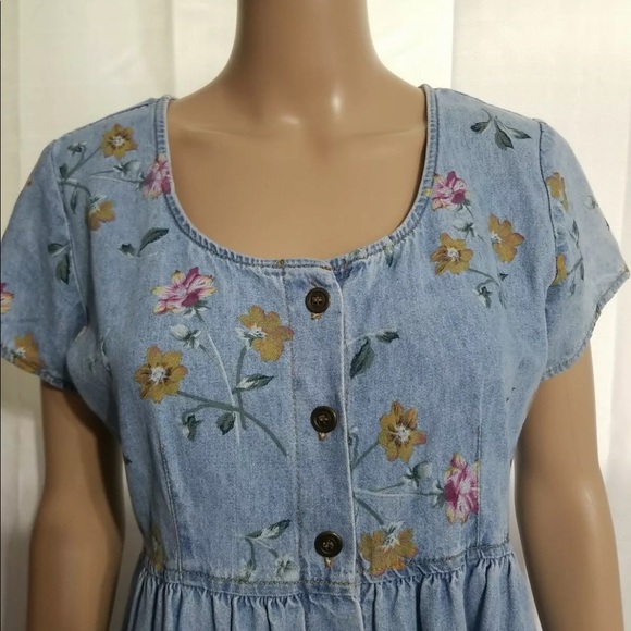 Vintage denim floral dress - Picture 2 of 4